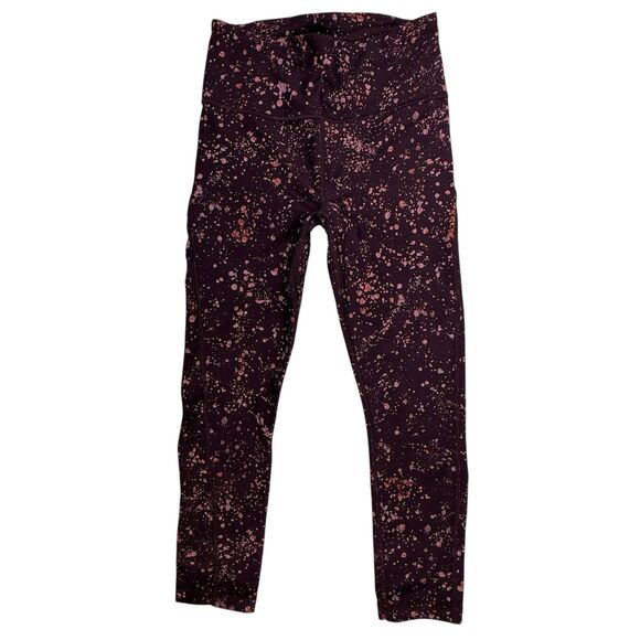 Athleta Ultimate Stash Pocket Splat Capri Leggings Women Size XS Maroon Pink - Picture 2 of 12